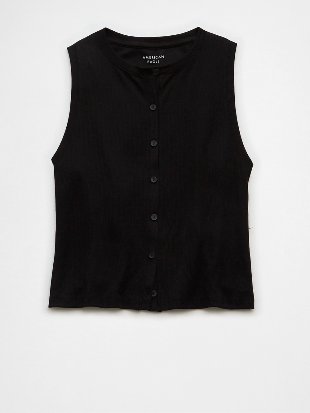 American Eagle Outfitters Black Button-Front Sleeveless Tank